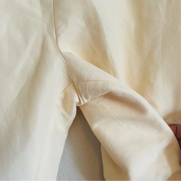 Casual Corner woman's coastal yellow linen pants size 10 old money cropped - Picture 2 of 9